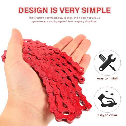 Totority Single-Speed Bicycle Chain Red Bicycle Chain for Single Speed Bikes 94 Link Steel Accessory for Smooth Riding Stylish Colorful Accessory in Saudi Arabia