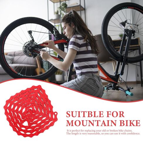 Totority Single-Speed Bicycle Chain Red Bicycle Chain for Single Speed Bikes 94 Link Steel Accessory for Smooth Riding Stylish Colorful Accessory in Saudi Arabia