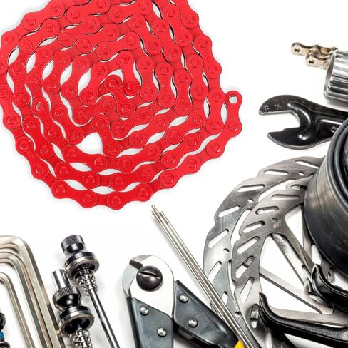 Totority Single-Speed Bicycle Chain Red Bicycle Chain for Single Speed Bikes 94 Link Steel Accessory for Smooth Riding Stylish Colorful Accessory in Saudi Arabia