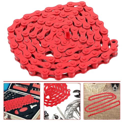 Totority Single-Speed Bicycle Chain Red Bicycle Chain for Single Speed Bikes 94 Link Steel Accessory for Smooth Riding Stylish Colorful Accessory in Saudi Arabia