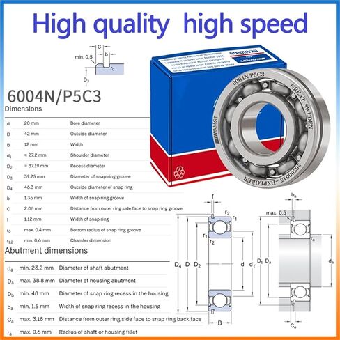 1Pcs Bearing 6004 6004-2RS 6004-2Z 6004-2ZN 6004NR 6004-2RSNR Deep Groove Ball Bearing(6004NP5C3) in Saudi Arabia