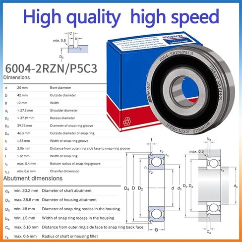 1Pcs Bearing 6004 6004-2RS 6004-2Z 6004-2ZN 6004NR 6004-2RSNR Deep Groove Ball Bearing(6004NP5C3) in Saudi Arabia