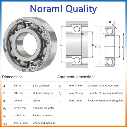 1PCS Bearing 6013 6013-2RS 6013-2Z 6013-2ZN 6013NR 6013-2RSNR Deep Groove Ball Bearing(6013C3) in Saudi Arabia