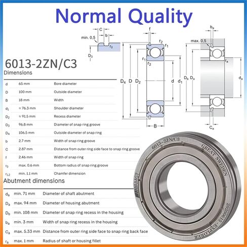1PCS Bearing 6013 6013-2RS 6013-2Z 6013-2ZN 6013NR 6013-2RSNR Deep Groove Ball Bearing(6013C3) in Saudi Arabia