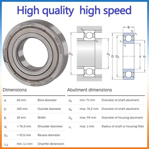 1PCS Bearing 6013 6013-2RS 6013-2Z 6013-2ZN 6013NR 6013-2RSNR Deep Groove Ball Bearing(6013C3) in Saudi Arabia