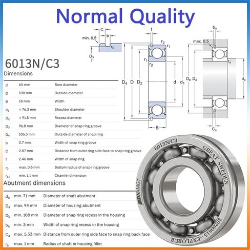1PCS Bearing 6013 6013-2RS 6013-2Z 6013-2ZN 6013NR 6013-2RSNR Deep Groove Ball Bearing(6013C3) in Saudi Arabia