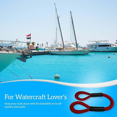 Dock Line/Boat Rope/Anchor - Accessories Marine Rope and Dock Lines for Boats (2 Looped Ends, 8 to 42 inch) Pack of 2 in Saudi Arabia