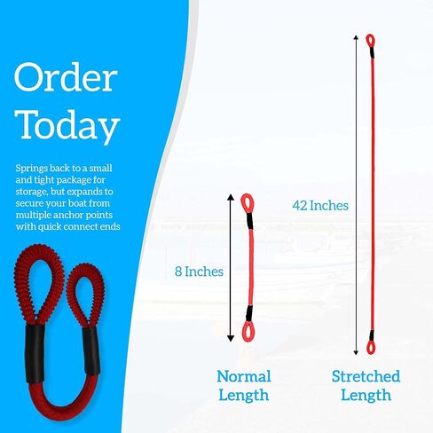 Dock Line/Boat Rope/Anchor - Accessories Marine Rope and Dock Lines for Boats (2 Looped Ends, 8 to 42 inch) Pack of 2 in Saudi Arabia