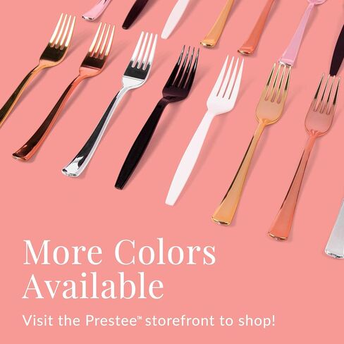 Prestee 300 عدد الشوكات البلاستيكية التي يمكن التخلص منها - مجموعة كبيرة من أدوات الفضة البلاستيكية - شوكات البلاستيك الثقيلة - أواني واضحة لحفلات الزفاف الأطراف الشواء - أدوات طاولة أنيقة وقوية in Kuwait