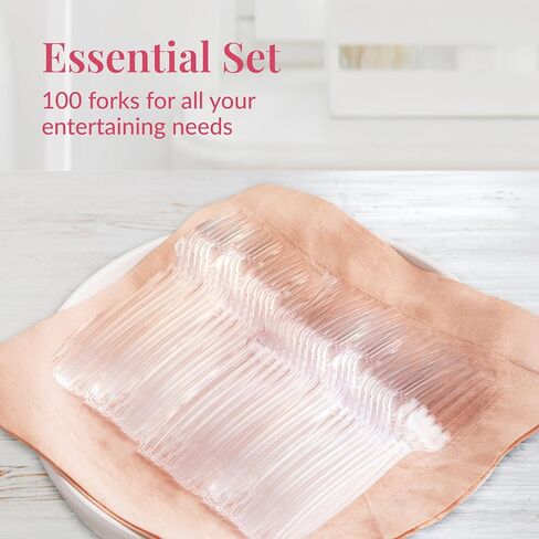 Prestee 300 Count Disposable Plastic Forks - Plastic Silverware Bulk Set - Heavy Duty Plasticware Forks - Clear Utensils for Catering Weddings Parties BBQ - Elegant and Sturdy Tableware in Saudi Arabia