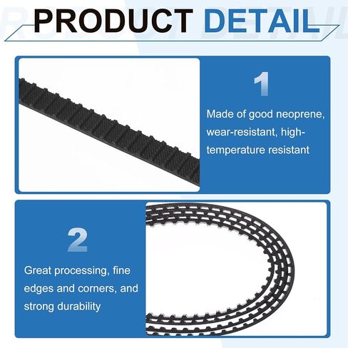 PATIKIL 2pcs 182XL Rubber Timing Belt 91 Teeth 10mm Width 5.08mm Pitch Synchronous Closed Loop Geared Drive Belt Black for Industrial in Saudi Arabia