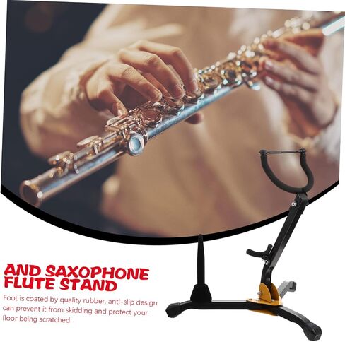 Garneck Foldable Alto Tenor Saxophone Stand Lightweight Tripod Holder for Saxophone Clarinet and Flute Durable with Slip Feet Space Saving Design Black in Saudi Arabia