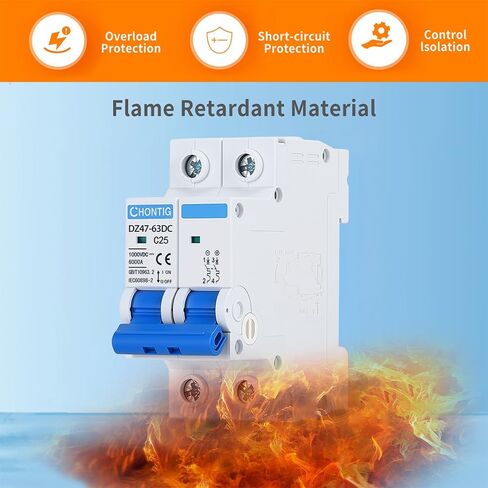 40 أمبير مصغرة قاطع دائرة DC 1000V 2 القطب ، مفتاح فصل الطاقة الشمسية الكهروضوئية مع رحلة مغناطيسية حرارية ، عزل جبل السكك الحديدية C40 in Kuwait