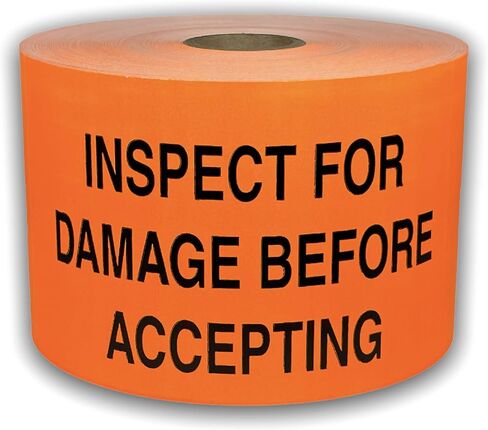1 Roll Large 3x5 Orange INSPECT for Damage Before Accepting Special Handling Shipping Pallet Stickers 500 Labels per roll in Saudi Arabia