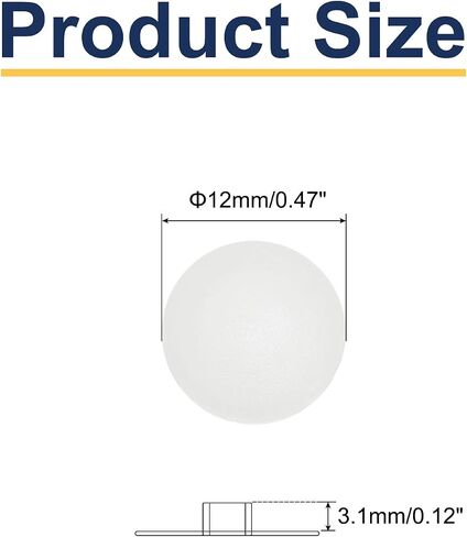 Meccanixity 180pcs Cops Cover Covers 12x3mm بلاستيكي تغطية الزخارف تغطية الكبسولات المقاومة للماء لـ Phillips Cam Fitting Head ، White in Kuwait