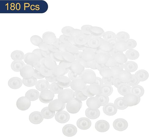 Meccanixity 180pcs Cops Cover Covers 12x3mm بلاستيكي تغطية الزخارف تغطية الكبسولات المقاومة للماء لـ Phillips Cam Fitting Head ، White in Kuwait