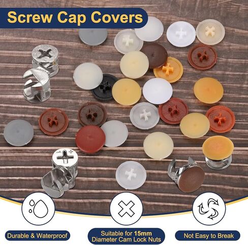 Meccanixity 180pcs Cops Cover Covers 12x3mm بلاستيكي تغطية الزخارف تغطية الكبسولات المقاومة للماء لـ Phillips Cam Fitting Head ، White in Saudi Arabia