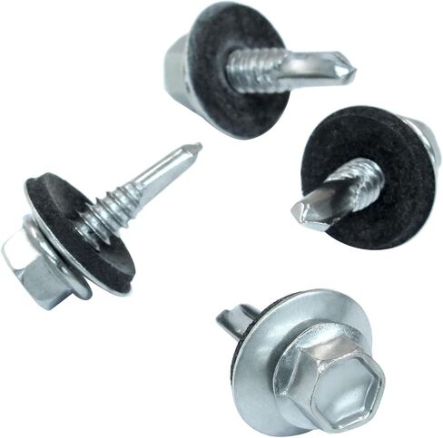 50 Pcs #12 x 3/4" Self Tapping Sheet Metal Screws with Rubber Washer, 410 Stainless Steel Hex Washer Head Self Drilling Screws Metal Roofing Screw in Saudi Arabia