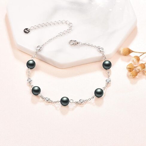 Palpitate Pearl Ankle Bracelets 925 Sterling Silver Pearl Anklets for Women Pearls Anklets Jewelry for Mom Friends in Saudi Arabia