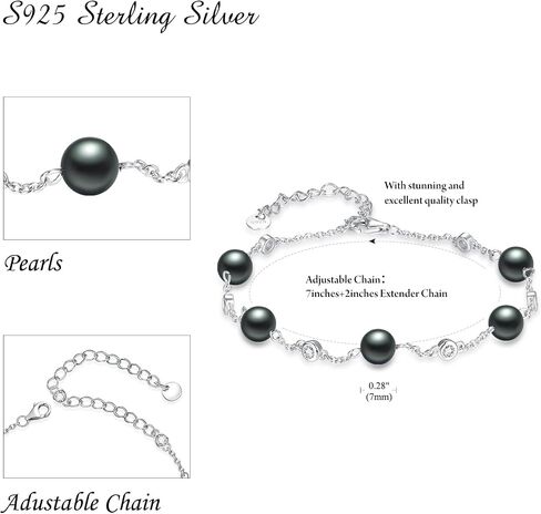 Palpitate Pearl Ankle Bracelets 925 Sterling Silver Pearl Anklets for Women Pearls Anklets Jewelry for Mom Friends in Saudi Arabia