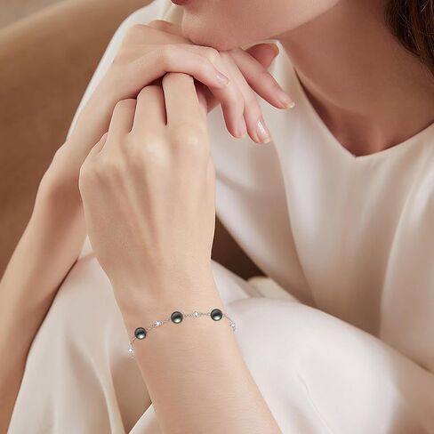 Palpitate Pearl Ankle Bracelets 925 Sterling Silver Pearl Anklets for Women Pearls Anklets Jewelry for Mom Friends in Saudi Arabia