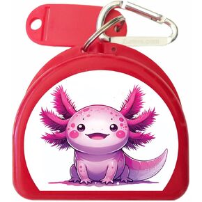 Axolotl Retainer and Mouthguard Case مع Carabiner ، حارس الفم المتين للرياضة ، حامل التجنيب للأسنان للسفر والحماية ، مثالي للتخزين الآمن - الوردي in Kuwait