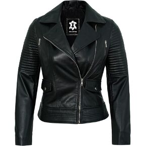 Asymmetrical Leather Jacket Women - Real Lambskin Motorcycle Style Womens Leather Jackets in Kuwait
