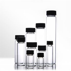 20pcs/pack 2ml to 60ml Clear Glass Sample Bottles with Black Plastic Screw Cap, Essential Oil Bottle for Laboratory Use(20ml) in Kuwait