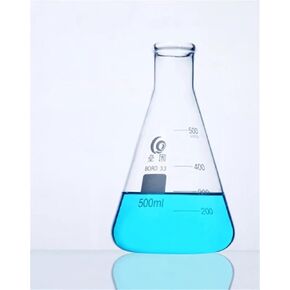 1 set Conical Glass Flask High Borosilicate Glass Erlenmeyer Triangular Bottle Resistance Lab in Kuwait