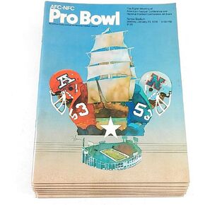 Lot of (8) 1978 NFL Pro Bowl Programs 1/23/78 Walter Payton MVP - NFL Programs in Kuwait
