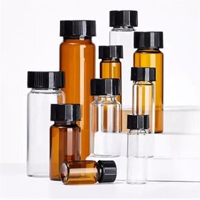 2ml to 50ml clear/brown glass sample bottle, reagent vials with plastic screw cap and PE pad, small laboratory flask used for sorting (50ml clear) in Kuwait