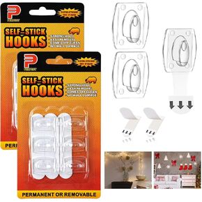 2-Packs Indoor Mini Light Clips, Damage Free Hanging Christmas String Light Hooks with Adhesive Strips, Clear Wall Clips for Hanging Lights Xmas Decor and Cables, 40 Clear Clips and 40 Strips in Kuwait