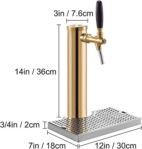 14 "TALL TAP DRAPT TORGER ، طقم برج البيرة الذهبي من الفولاذ المقاوم للصدأ مع صينية بالتنقيط ، وبرج بيرة كيجراتور ، للتجمعات العائلية في الهواء الطلق أو التطبيقات التجارية ، 1 صنبور + درج بالتنقيط in Kuwait