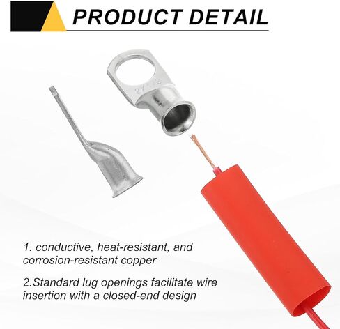 MECCANIXITY 4 قطع 4 AWG M6 أطراف حلقات البطارية، 1/4 بوصة 6 مم مسمار تجعيد سلك موصل نهاية النحاس، 3: 1 أنابيب انكماش الحرارة، فضي in Kuwait