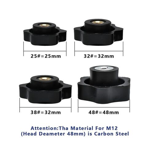 Thumb Knob Nut Black White Clamping Handle Plum Thread Hand Mechanical Manual Tighten Star Nuts(White No Perforated,M10(Head 38mm) 2pcs) in Saudi Arabia