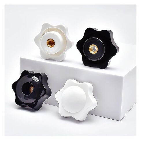 Thumb Knob Nut Black White Clamping Handle Plum Thread Hand Mechanical Manual Tighten Star Nuts(White No Perforated,M10(Head 38mm) 2pcs) in Saudi Arabia