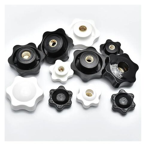 Thumb Knob Nut Black White Clamping Handle Plum Thread Hand Mechanical Manual Tighten Star Nuts(White No Perforated,M10(Head 38mm) 2pcs) in Saudi Arabia