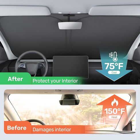 2025 ترقية Zanch Car Front Windshield Sun Shade - Ultimate UV Protection & Heat LineDuctionlinnovative No Light Technology -DesignLperfect for Sedans Mini Mini ، Medium (64 "x32") in Kuwait