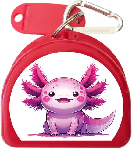 Axolotl Retainer and Mouthguard Case with Carabiner, Durable Mouthguard Case for Sports, Teeth Retainer Holder for Travel and Protection, Ideal for Secure Storage - Pink in Kuwait