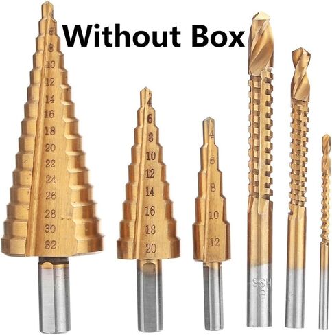 EVURU 6PCS HSS Steel Step Drill Bit Set 4-12/20/32mm Metal Hole Wood Cone Core Drilling 3,6,8 Saw Drill (Color : 6PCS(Without Box)) in Saudi Arabia