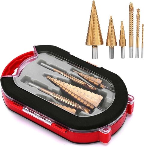 EVURU 6PCS HSS Steel Step Drill Bit Set 4-12/20/32mm Metal Hole Wood Cone Core Drilling 3,6,8 Saw Drill (Color : 6PCS(Without Box)) in Saudi Arabia