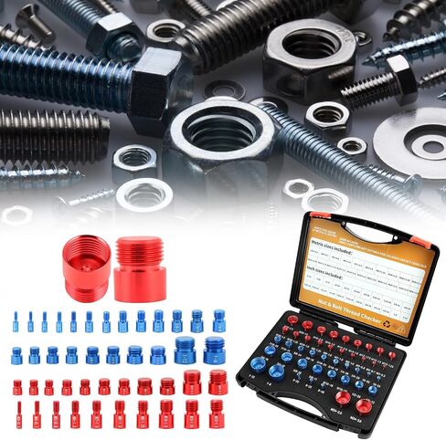 QWORK 44 PCS Nut and Bolt Thread Checker Set, Inch & Metric Sizes, Portable Gauge Measuring Tool Kit with Detachable Thread Gauges in Saudi Arabia