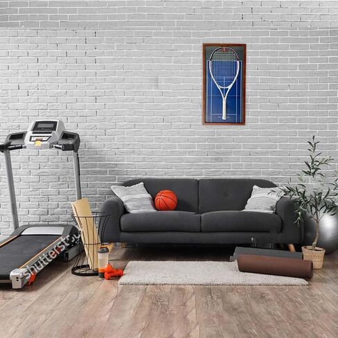 Premium Wooden Tennis Racket Display Frame with Walnut Base & Copper Hooks – Showcase Your Racket in Style with Four Famouse Stadium Backgrounds (U.S. Open) in Saudi Arabia