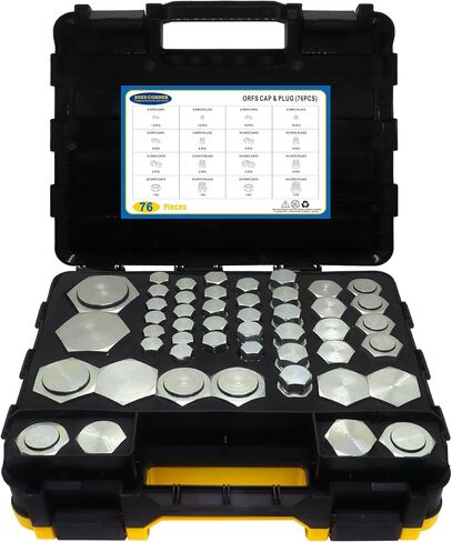 148 PCs JIC and ORFS Master Industrial Hydraulic Cap and Plug, Hose Tube and Pipe Fitting Kit Cap and Plug Kit, Precision Threading in ORFS Sizes 4 6 8 10 12 16 20 24 and 37° Dash Sizes 4 6 8 10 12 16 in Saudi Arabia
