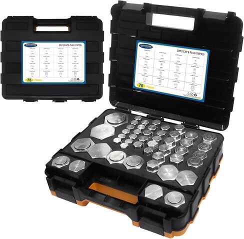 148 PCs JIC and ORFS Master Industrial Hydraulic Cap and Plug, Hose Tube and Pipe Fitting Kit Cap and Plug Kit, Precision Threading in ORFS Sizes 4 6 8 10 12 16 20 24 and 37° Dash Sizes 4 6 8 10 12 16 in Saudi Arabia