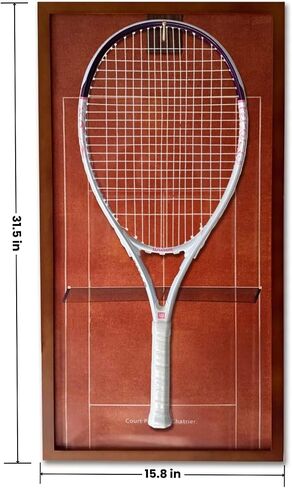 Premium Wooden Tennis Racket Display Frame with Walnut Base & Copper Hooks – Showcase Your Racket in Style with Four Famouse Stadium Backgrounds (40x80cm) (Pack of 4) in Saudi Arabia