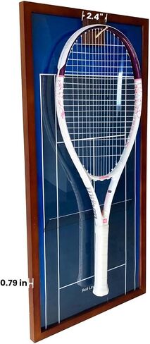 Premium Wooden Tennis Racket Display Frame with Walnut Base & Copper Hooks – Showcase Your Racket in Style with Four Famouse Stadium Backgrounds (40x80cm) (Pack of 4) in Saudi Arabia