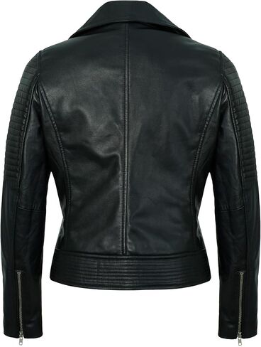 Asymmetrical Leather Jacket Women - Real Lambskin Motorcycle Style Womens Leather Jackets in Kuwait