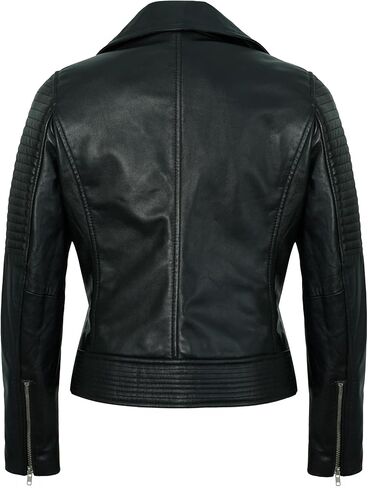 Asymmetrical Leather Jacket Women - Real Lambskin Motorcycle Style Womens Leather Jackets in Kuwait