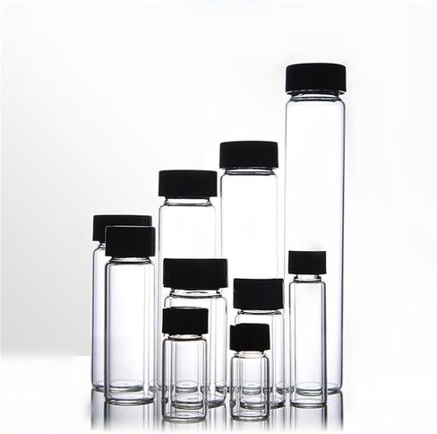 20pcs/pack 2ml to 60ml Clear Glass Sample Bottles with Black Plastic Screw Cap, Essential Oil Bottle for Laboratory Use(20ml) in Saudi Arabia